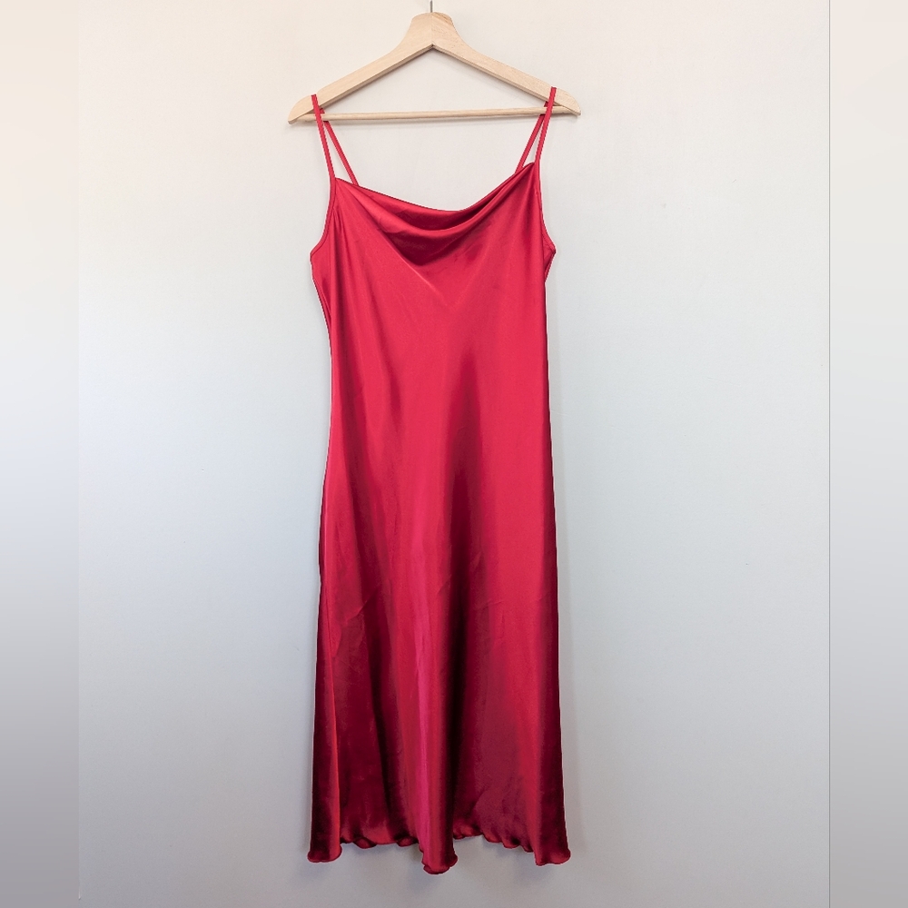 Bebe‎ Satin Midi Cowl Neck Slip Dress